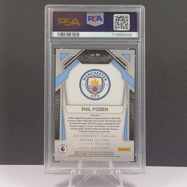 2020 Panini Prizm Premier League 96 Phil Foden 15/99 Violet Breakaway Prizm PSA Mint 9 - Osiris TCG