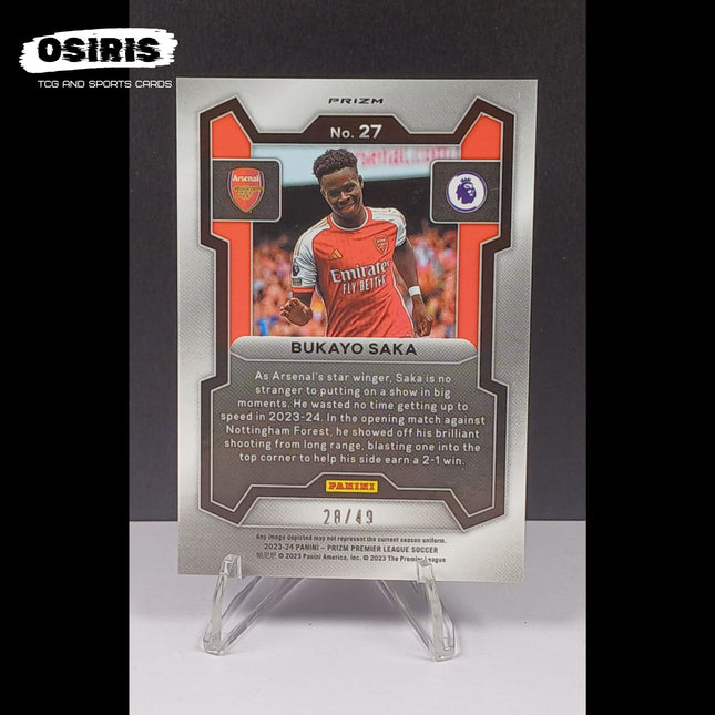 Arsenal - Bukayo Saka 28/49 Panini Prizm Red Lazer 2023/24 - Osiris TCG