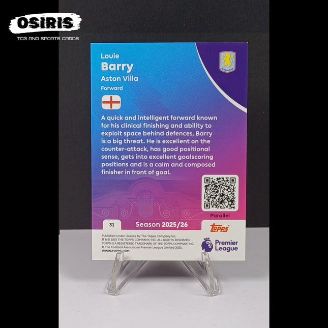 Aston Villa - Louie Barry (Rookie) 4/10 Topps 2025 - 2026 - Osiris TCG