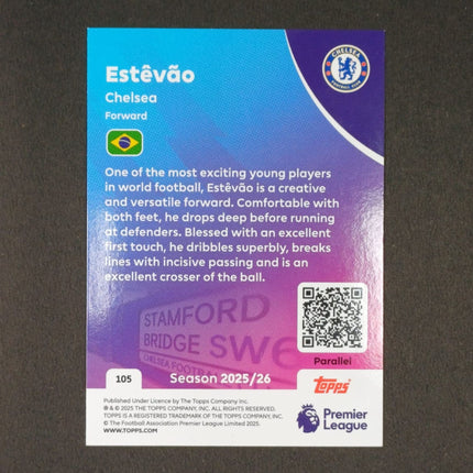 Estevao Rookie Numbered Parallel 072/150 - Topps Premier League 2026 - Osiris TCG