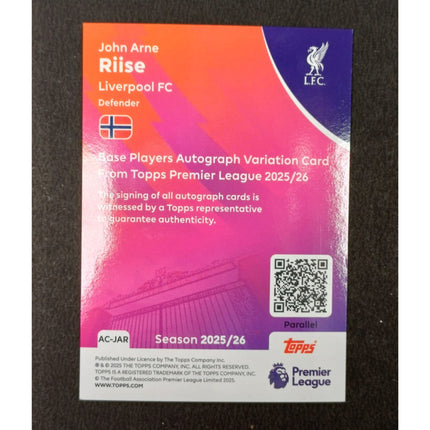 John Arne Riise Numbered Parallel Autograph 21/25 - Topps Premier League 2026 - Osiris TCG