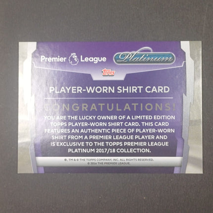 Kevin de Bruyne Player Worn Shirt Patch - Topps Premier League Platinum 2017/2018 Season - Osiris TCG