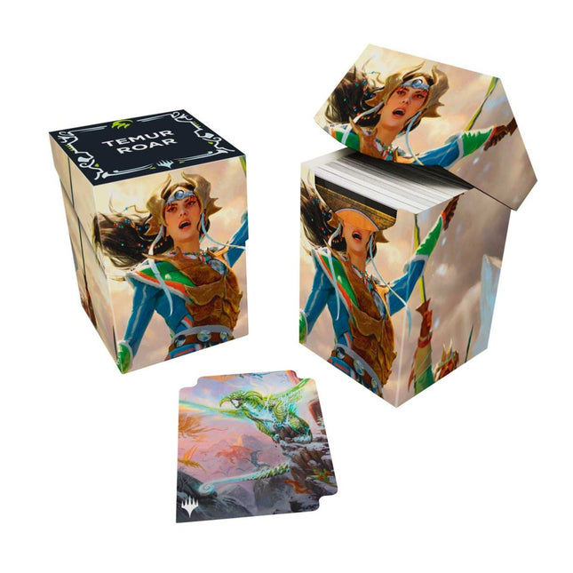 Magic the Gathering - MTG Tarkir: Dragonstorm 100+ Deck Box Temur Commander featuring Eshki, Temur's Roar - Osiris TCG