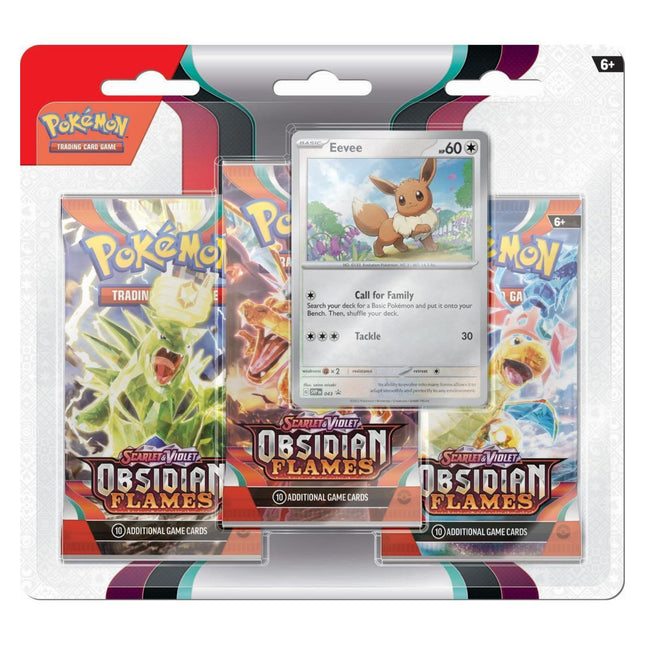 Pokemon - Obsidian Flames 3 Pack Blister - Eevee Promo - The Scale Model Stash