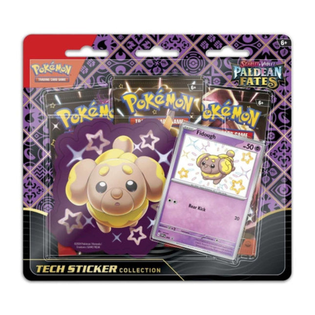 Pokemon - Paldean Fates Tech Sticker 3 Pack Blister (Fidough) - The Scale Model Stash