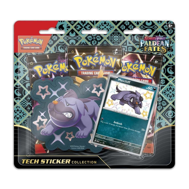 Pokemon - Paldean Fates Tech Sticker 3 Pack Blister (Maschiff) - The Scale Model Stash